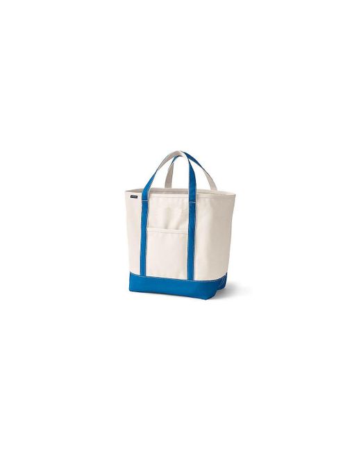 Lands' End Black Large Natural 5 Pocket Open Top Canvas Tote Bag