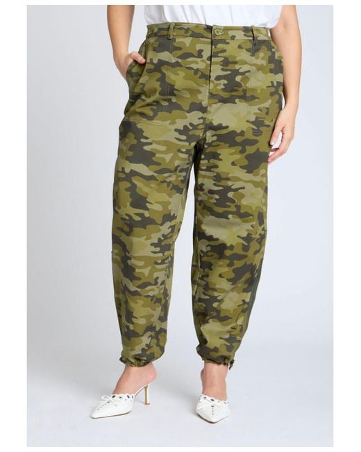 Eloquii Green Plus Size Zip Hem Cargo Pant