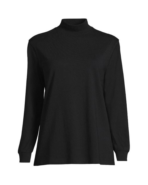 Lands' End Plus Size Long Sleeve Super T Mock Tshirt in Black Lyst