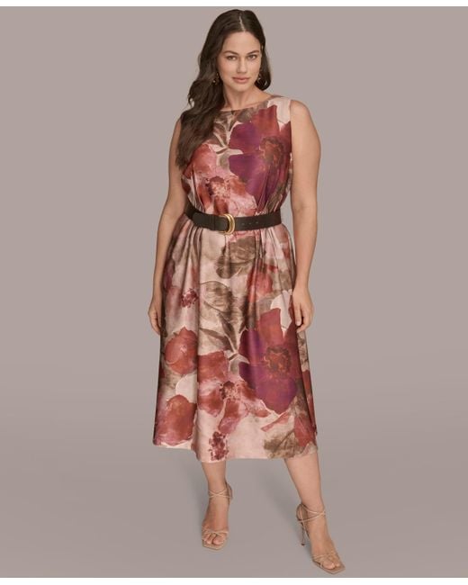Donna Karan Women's Plus Size Printed Midi Dress
