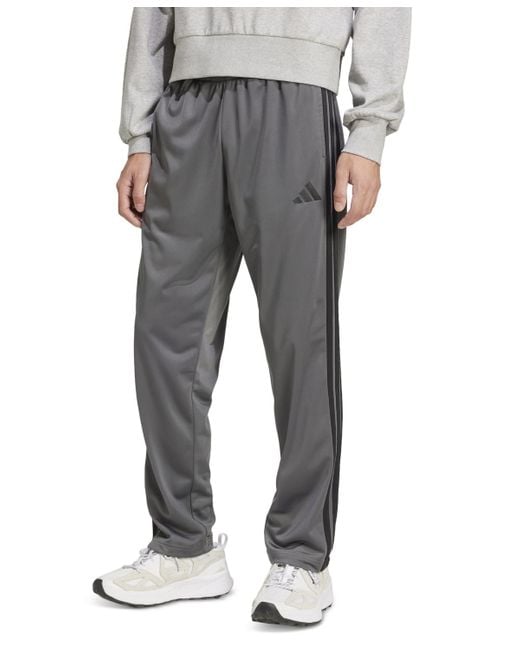 Adidas Gray 3-stripes Regular-fit Tricot Track Pants for men