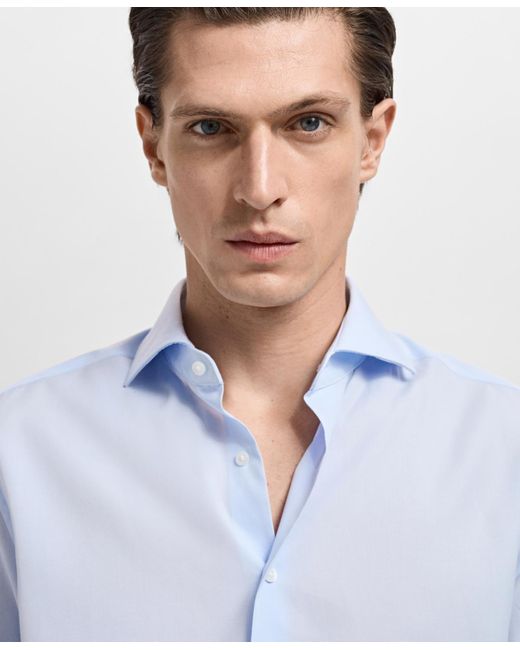 Mango White Slim-fit Cotton Poplin Dress Shirt for men
