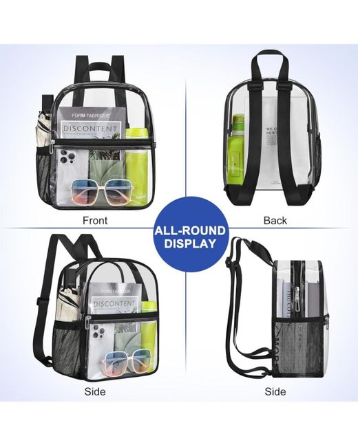Wosofe Black Clear Backpack Stadium Approved 12×12×6 Clear Mini Backpack Small Transparent Backpack For Concert