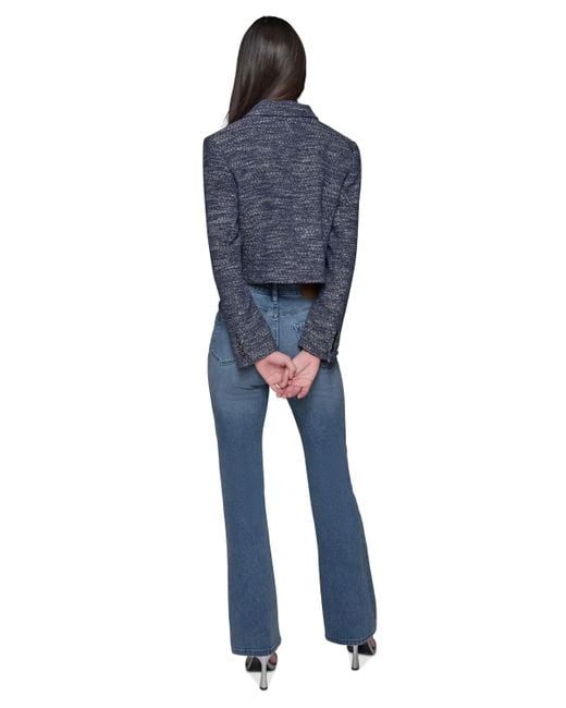Karl Lagerfeld Blue Tweed Cropped Jacket