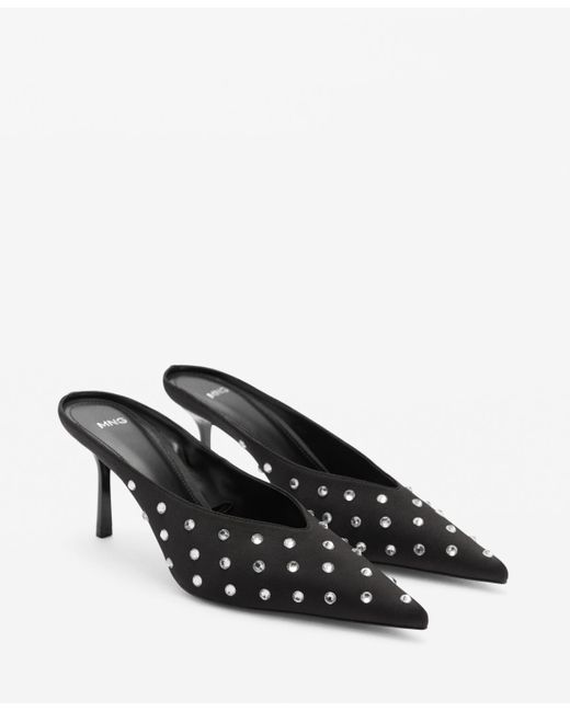 Mango Black Crystal Slingback Heeled Shoes