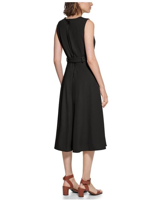 Calvin Klein Black Sleeveless Midi A-line Dress