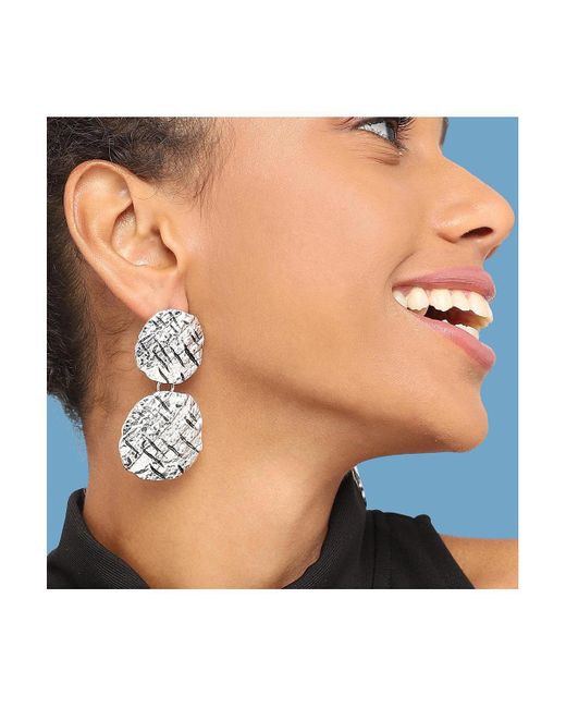 SOH Metallic Dented Drop Earrings