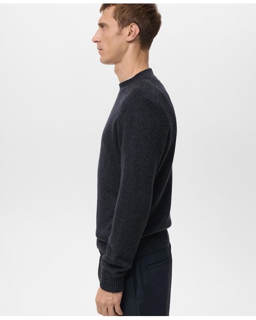 Mango Blue Structured Wool-blend Knitted Sweater for men