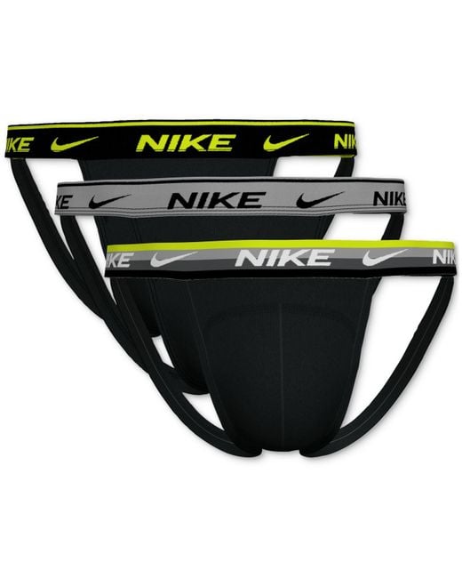 Nike 3-pk. Dri-fit Essential Cotton Stretch Jock Strap in Black for Men ...