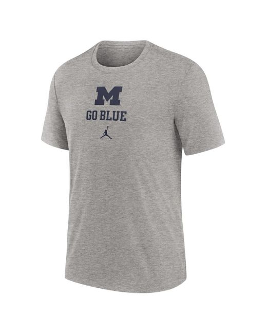 Nike Gray Michigan Wolverines Campus Stack Tri-blend T-shirt for men
