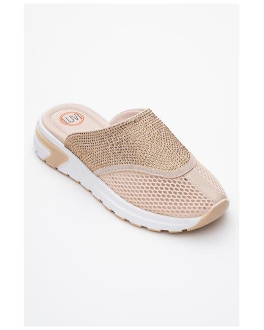 Prologue Shoes White Glea Mesh Rhinestone Mules ()