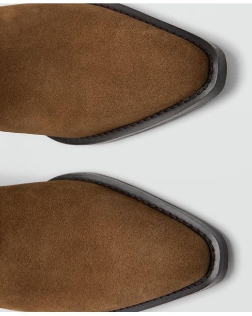 Mango White Suede Block-heel Boots