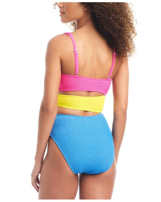 BarIII Blue Cut-out One-piece Swimsuit