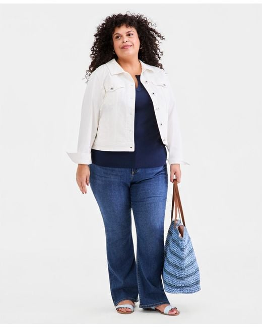 Style & Co. Blue Plus Size Split-neck Tank Top