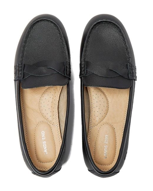 Lands' End Gray Wide Width Comfort Suede Leather Slip On Loafer Shoes