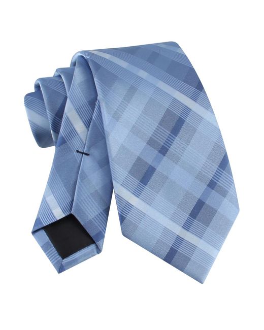 Calvin Klein Blue Drogo Plaid Pattern Tie for men