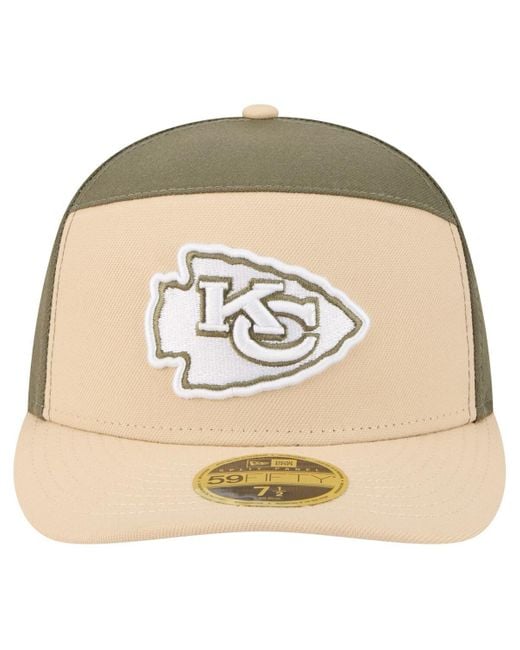 KTZ Natural Â Light Beige/olive Kansas City Chiefs Two-tone Color Pack Split Panel 59fifty Fitted Hat for men