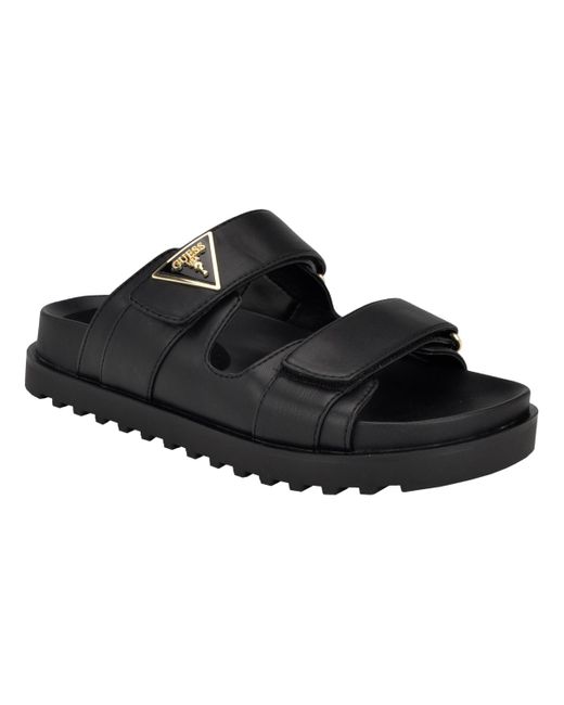 Guess Black Fabula Lug-sole Logo Footbed Sandals