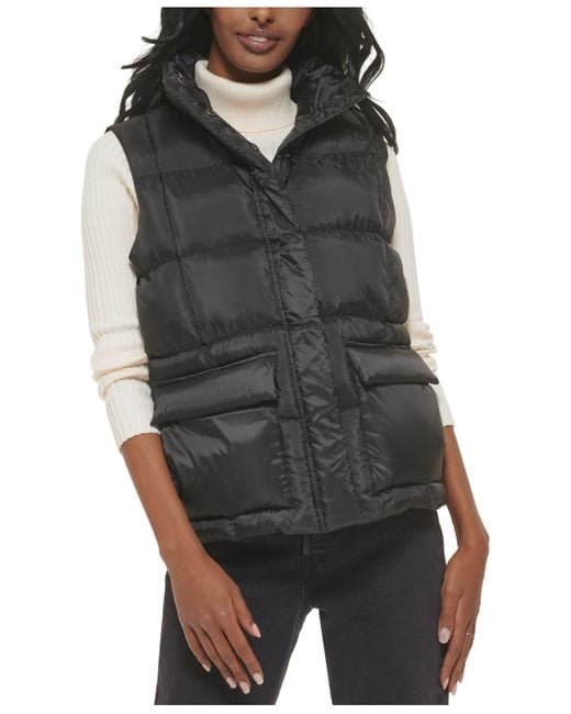 Levi s Synthetic Box quilted Puffer Vest In Black Gray Lyst levi-s-synthetic-box-quilted-puffer-vest-in-black-gray-lyst