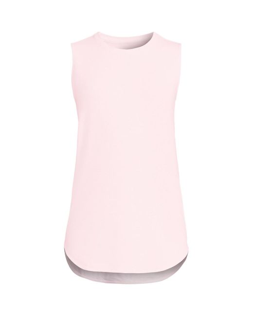 Lands' End Pink Plus Size Moisture Wicking Upf Sun Curved Hem Tunic Tank Top