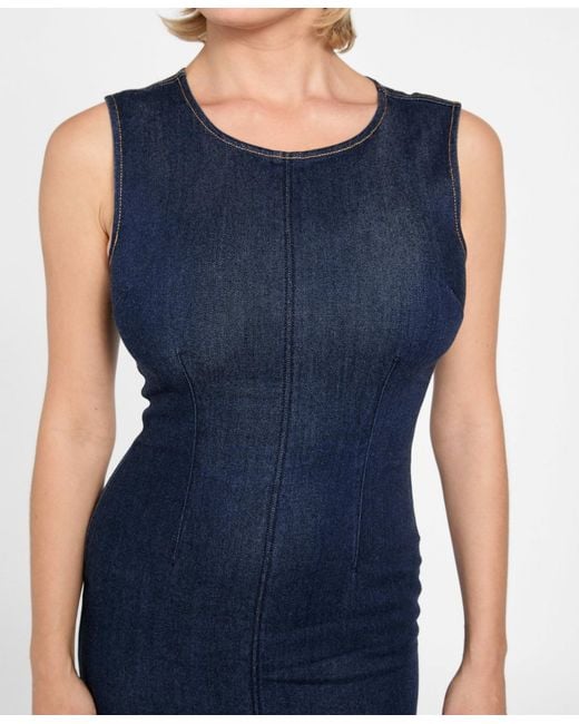 Guess Blue Sleeveless Dahlia Denim Midi Dress