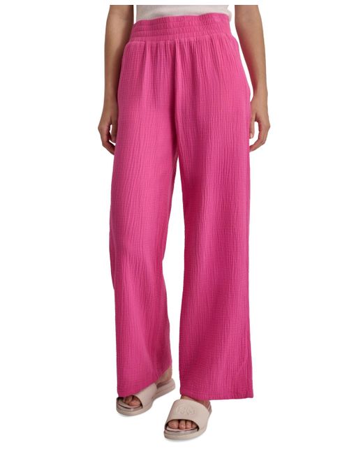DKNY Pink High-rise Gauze Straight-leg Pants