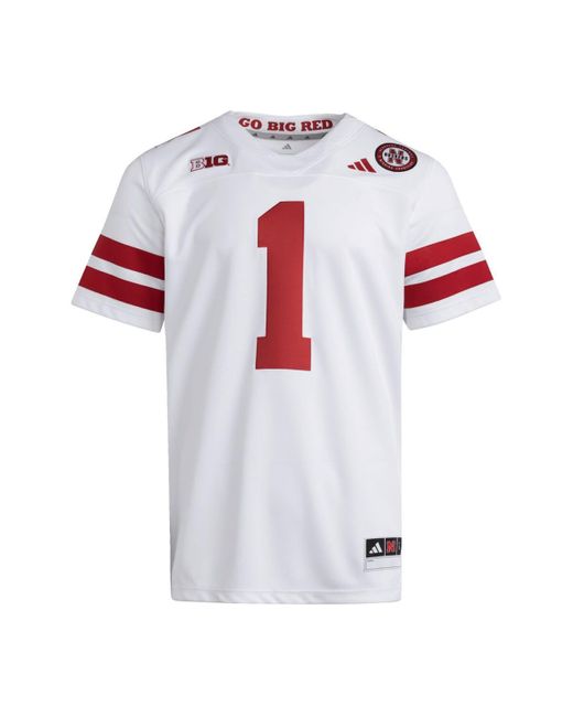 Adidas White 1 Nebraska Huskers Premier Jersey for men