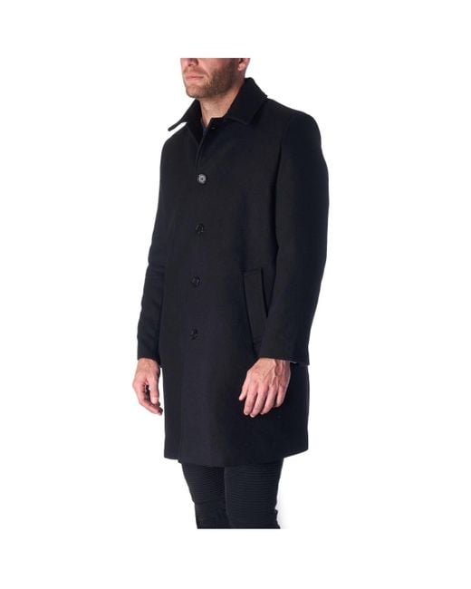 Alpine Swiss Blue Orson Wool Blend Top Coat Winter Car Coat Long Tailored Jacket for men