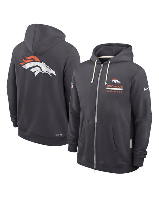 Nike Gray Denver Broncos Sideline Standard Issue Utility Player Dri-fit Full-zip Hoodie for men
