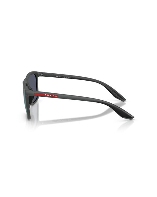 Prada Blue Linea Rossa Rectangle Sunglasses for men