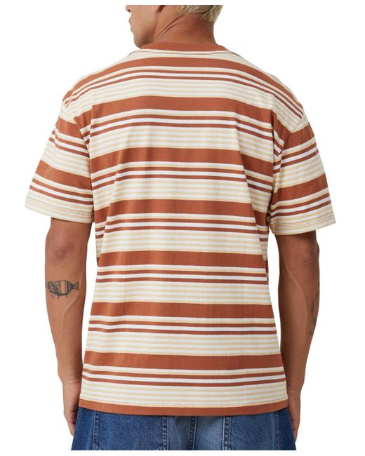 Cotton On Orange Loose Fit Stripe T-shirt for men
