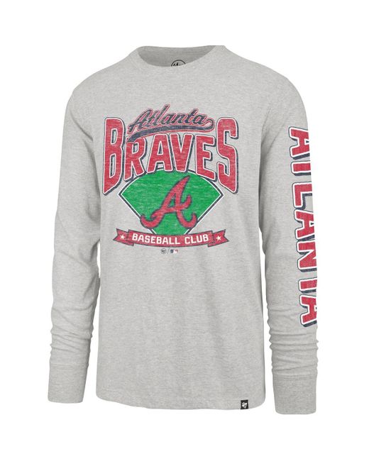 '47 Gray Atlanta Braves Fair Ball Franklin Long Sleeve T-shirt for men