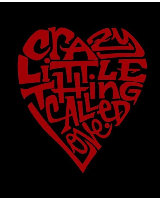 LA Pop Art Black Crazy Little Thing Called Love Word Art T-shirt for men