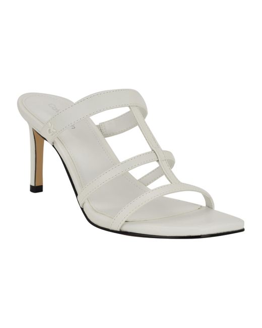 Calvin Klein White Hiledy Caged Slip-on Stiletto Sandals