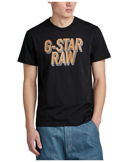 G-Star RAW Black Regular-fit 3d Dotted Logo T-shirt for men