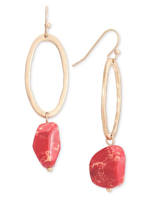 Style & Co. Red Open Oval & Color Stone Drop Earrings