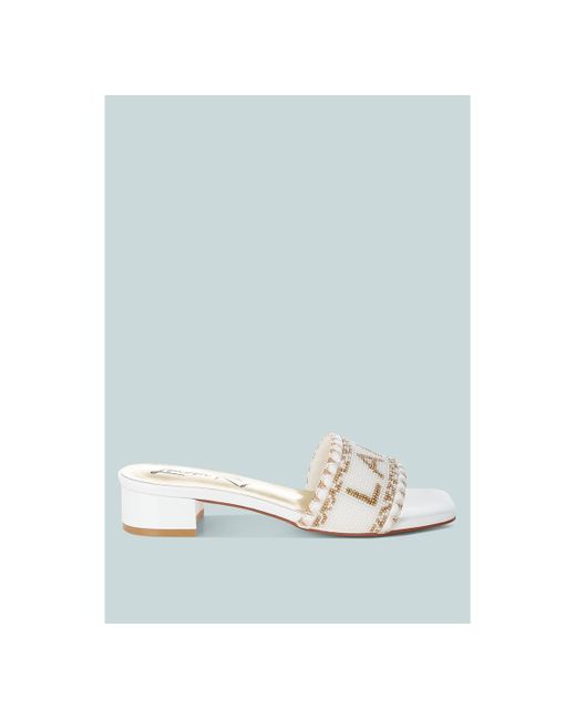 LONDON RAG Blue Vacay Babe Lake Como Beaded Slip-on Heels
