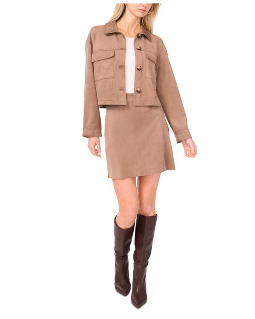 Vince Camuto Brown Cropped Faux-suede Jacket