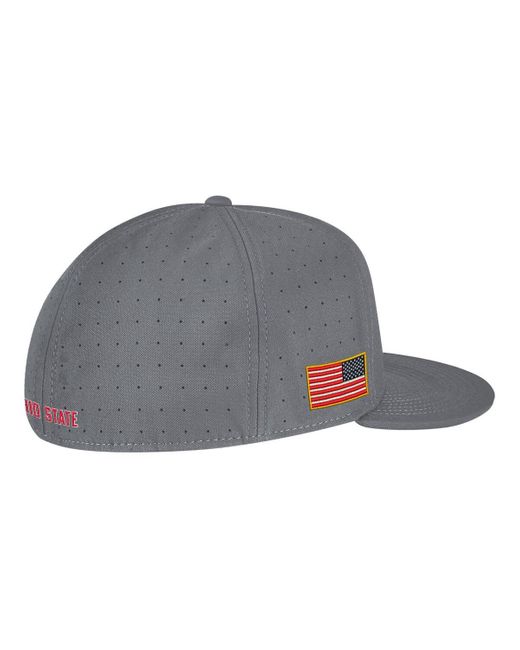 Nike Gray Ohio State Buckeyes Usa Side Patch True Aerobill Performance Fitted Hat for men
