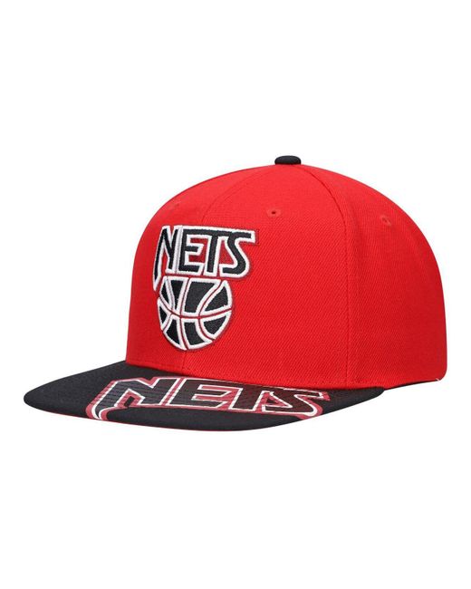 Men's Mitchell & Ness Blue/Red New Jersey Nets Hardwood Classics Core Side  Snapback Hat