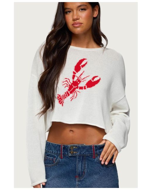Edikted Gray Lobster Babe Oversized Knit Top
