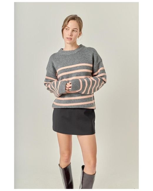 English Factory Gray Likimio Striped Crew Neck Sweater
