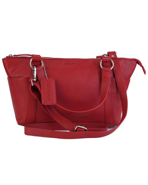 Mancini Red Pebble Amelia Leather Crossbody Handbag