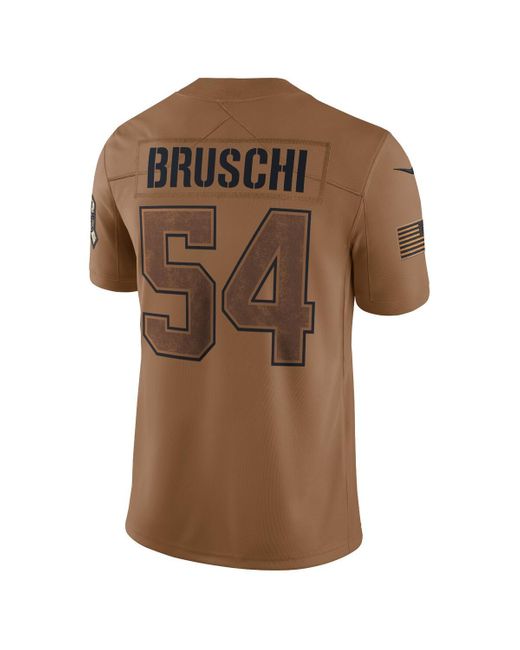 Nike Brown Tedy Bruschi Distressed New England Patriots 2023 Salute To Service Retired Player Limited Jersey for men