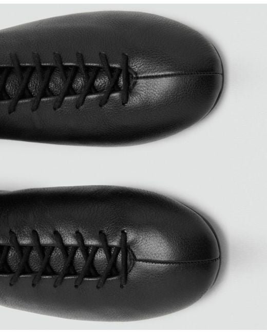 Mango Black Lace-up Leather Ankle Boots
