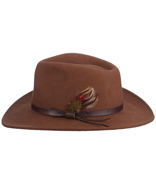 Scala Brown Crushable Felt Outback Hat for men