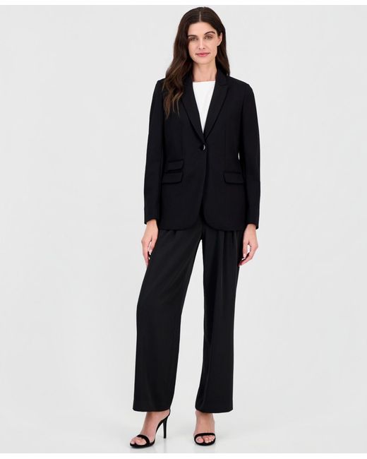 Anne Klein Black Triple-pocket One-button Jacket