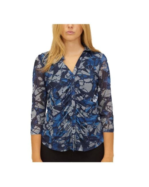 Cable & Gauge Blue Printed Mesh Button-up Shirt