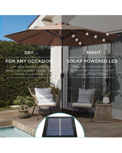 Best Choice Products Blue 10ft Solar Led Lighted Patio Umbrella W/ Tilt Adjustment