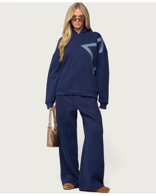 Edikted Blue Starly Straight Leg Sweatpants
